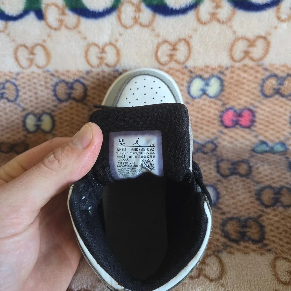 7C Air Jordan 1 Mid TD 'Light Smoke Grey' Toddler Nike Dunk Shoes